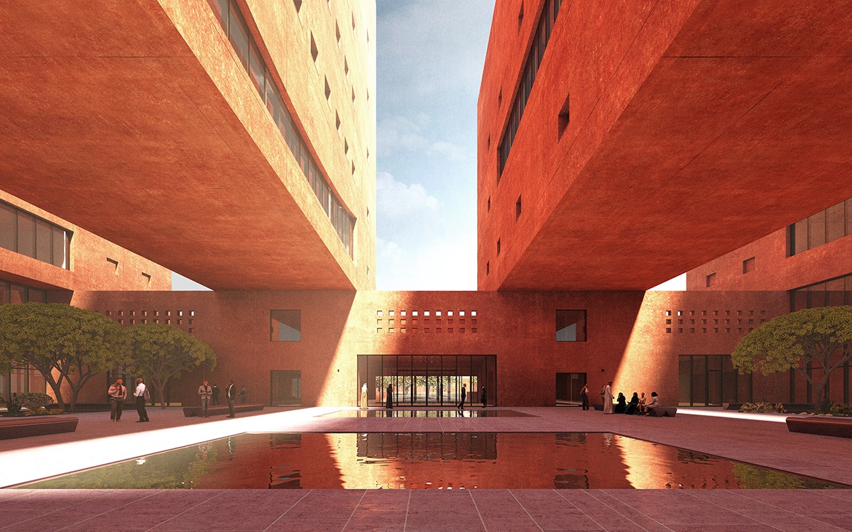 Adjaye Associates reveals design for red-pigmented Africa Institute campus in Sharjah