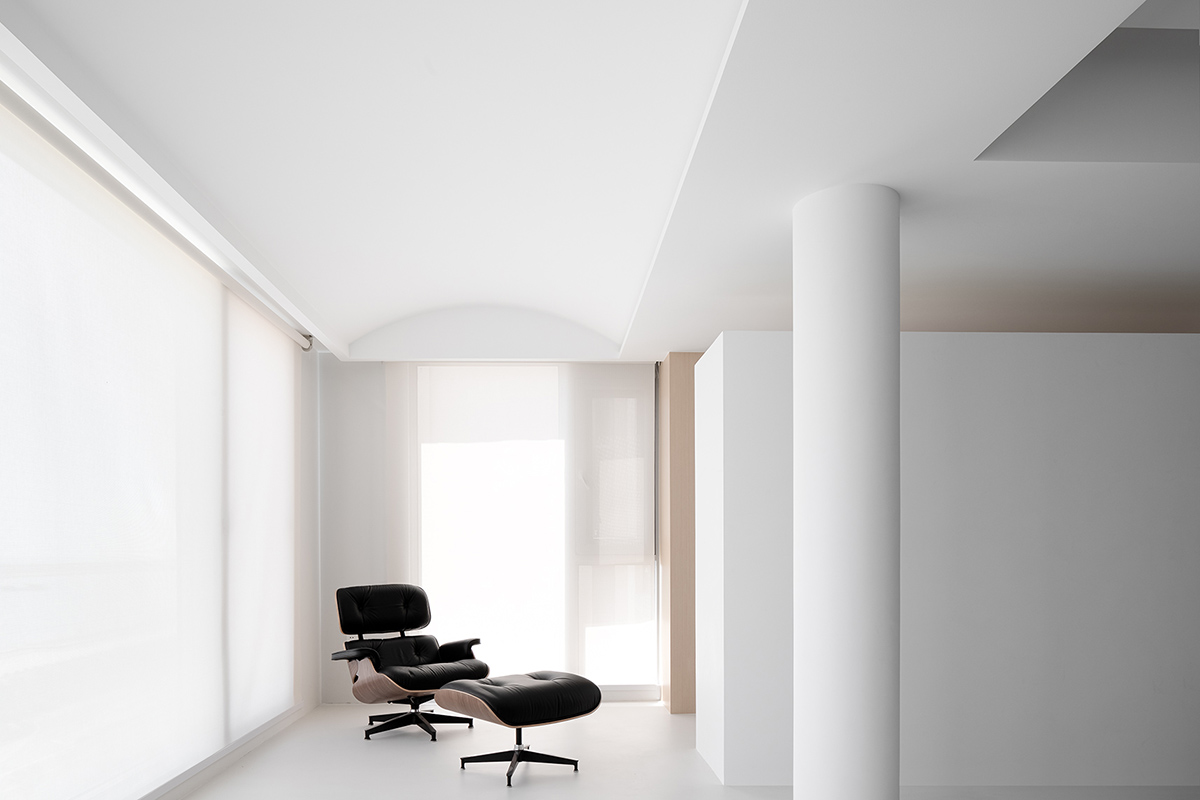 AD ARCHITECTURE creates all-white interiors with geometric compositions for L Apartment in China