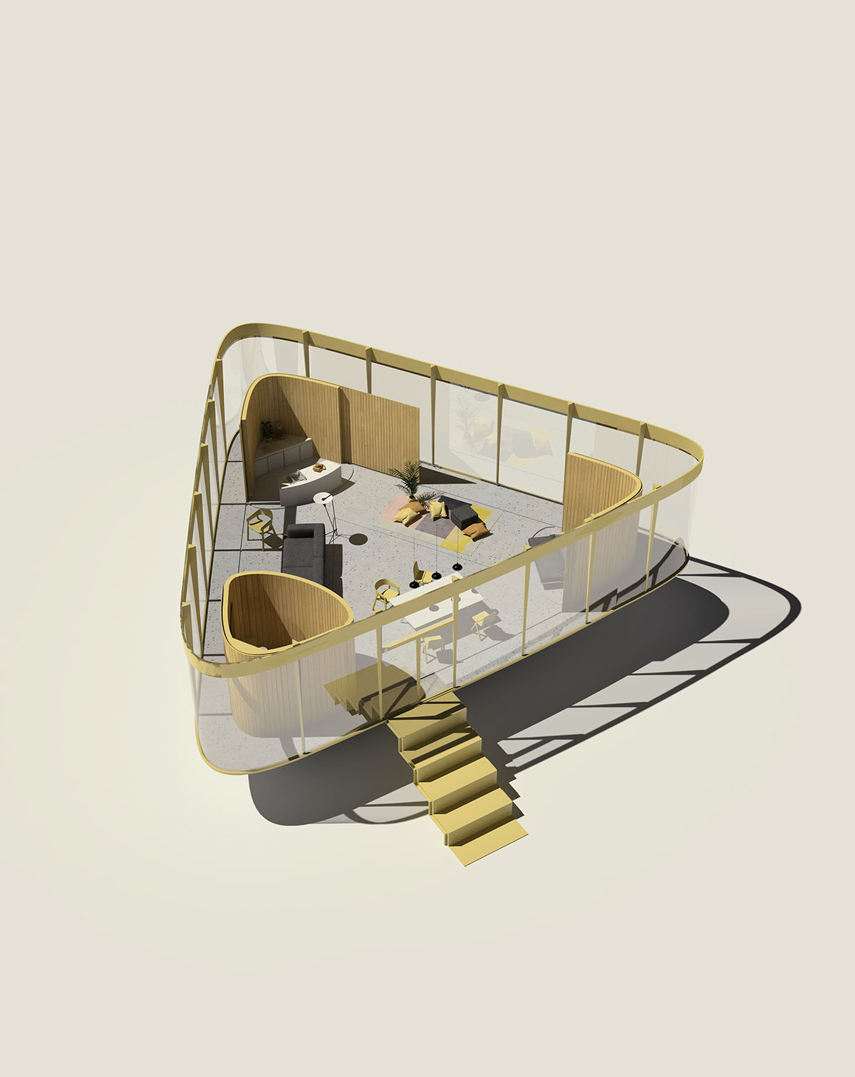 Antireality designed a summer house with reversed roof to create a swimming pool