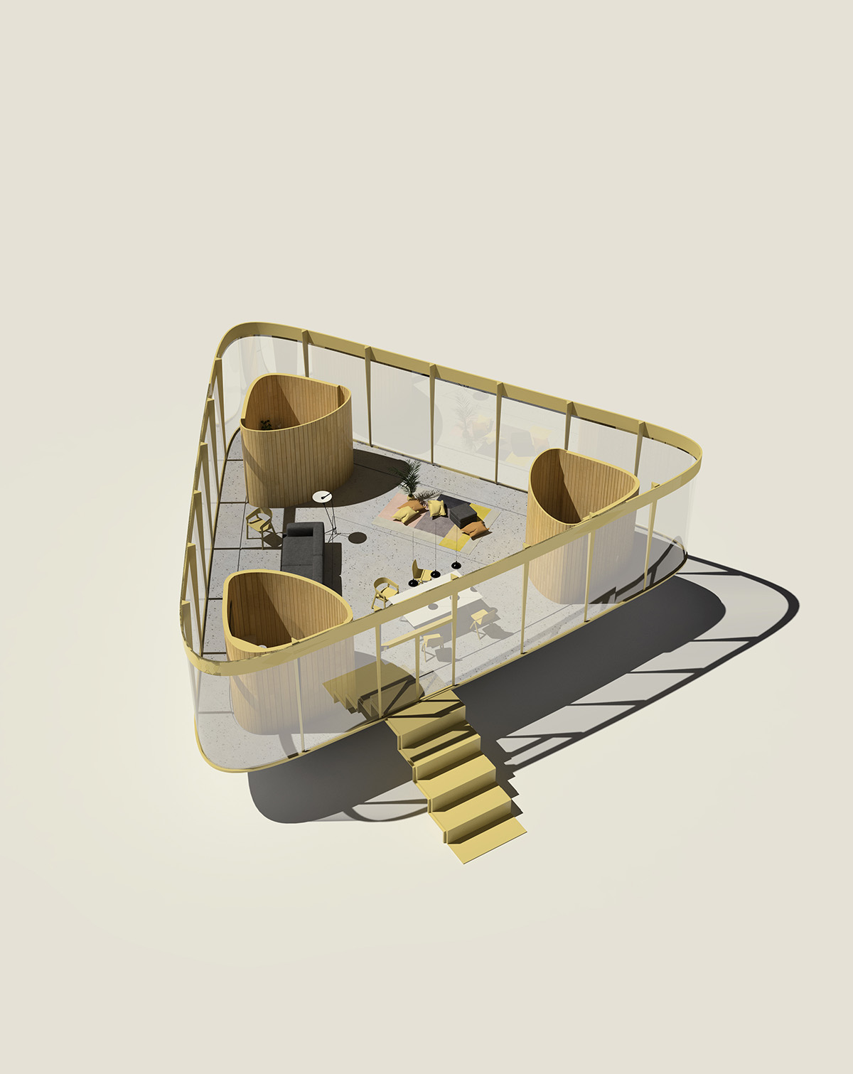 Antireality designed a summer house with reversed roof to create a swimming pool