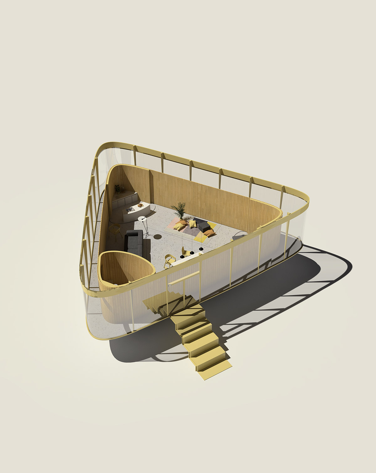 Antireality designed a summer house with reversed roof to create a swimming pool