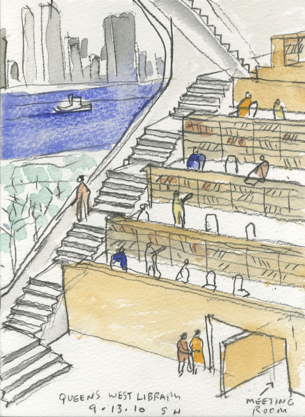 Steven Holl Architects completes Hunters Point Library with flowing sculpted cuts in New York