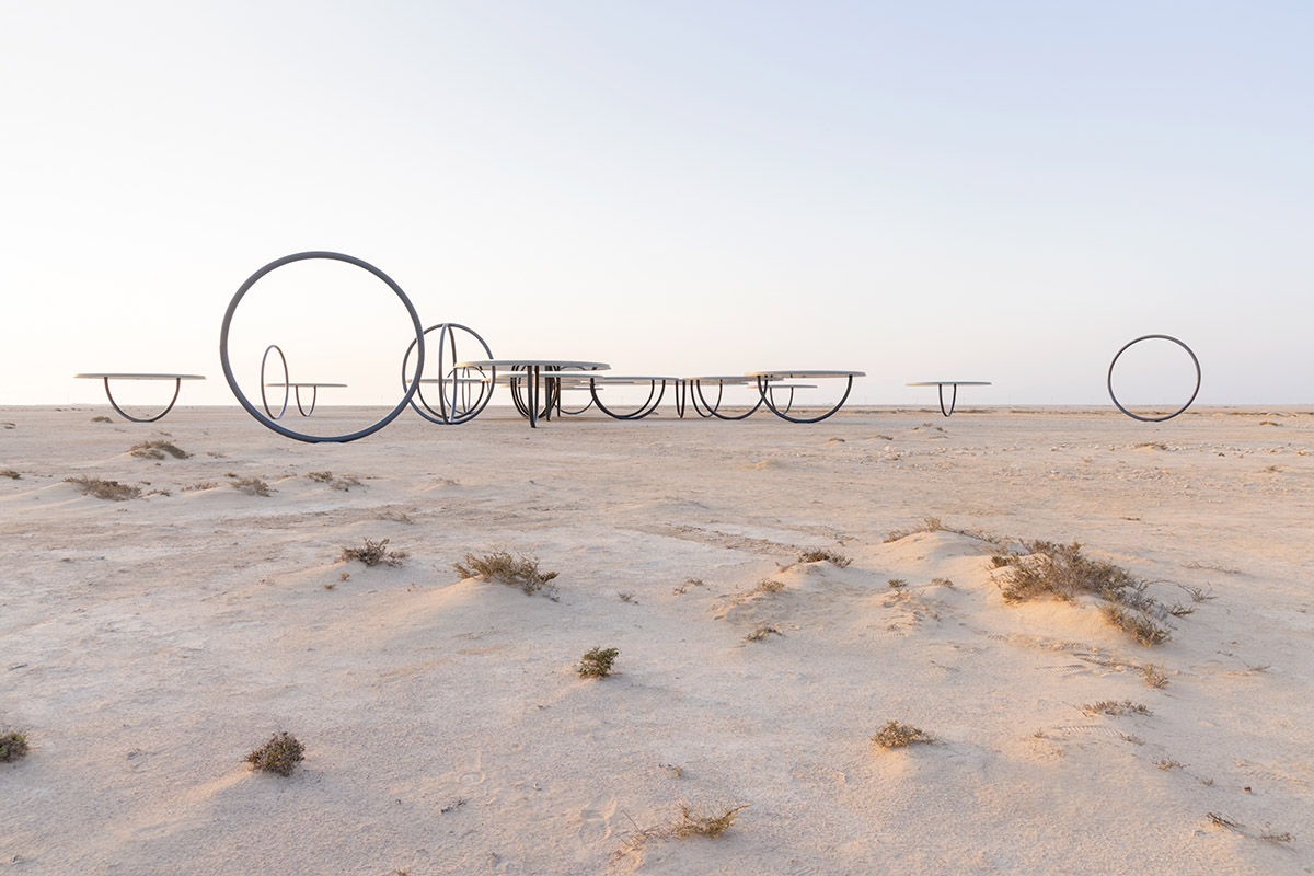 Olafur Eliasson installs mirrored shelters to explore human perception and natural world in Doha