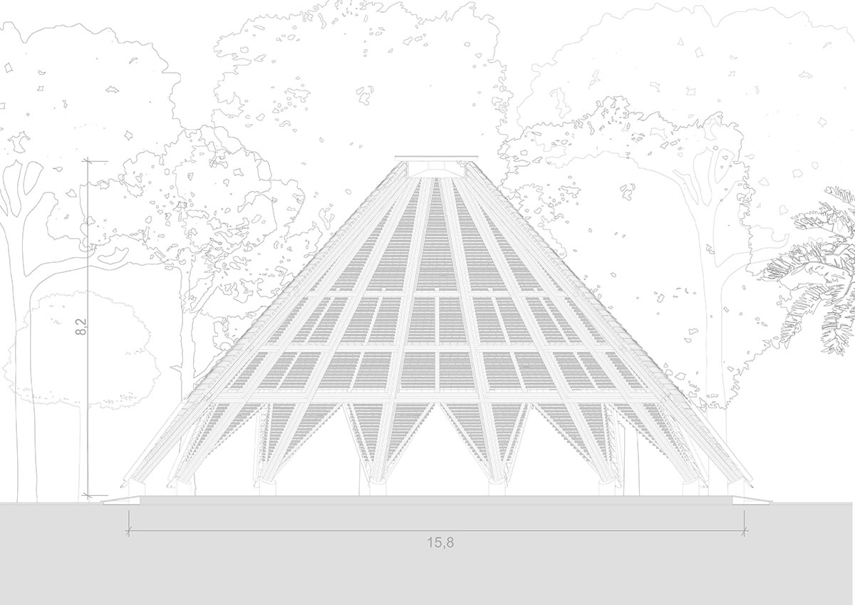 Birds' wings inform bamboo temple nestled in the Brazilian forest