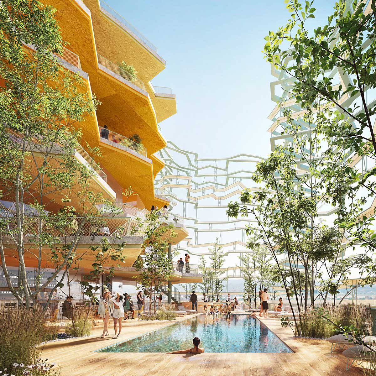 Selgascano and FRPO win competition for Rozafa Tower featuring a cracked colorful facade