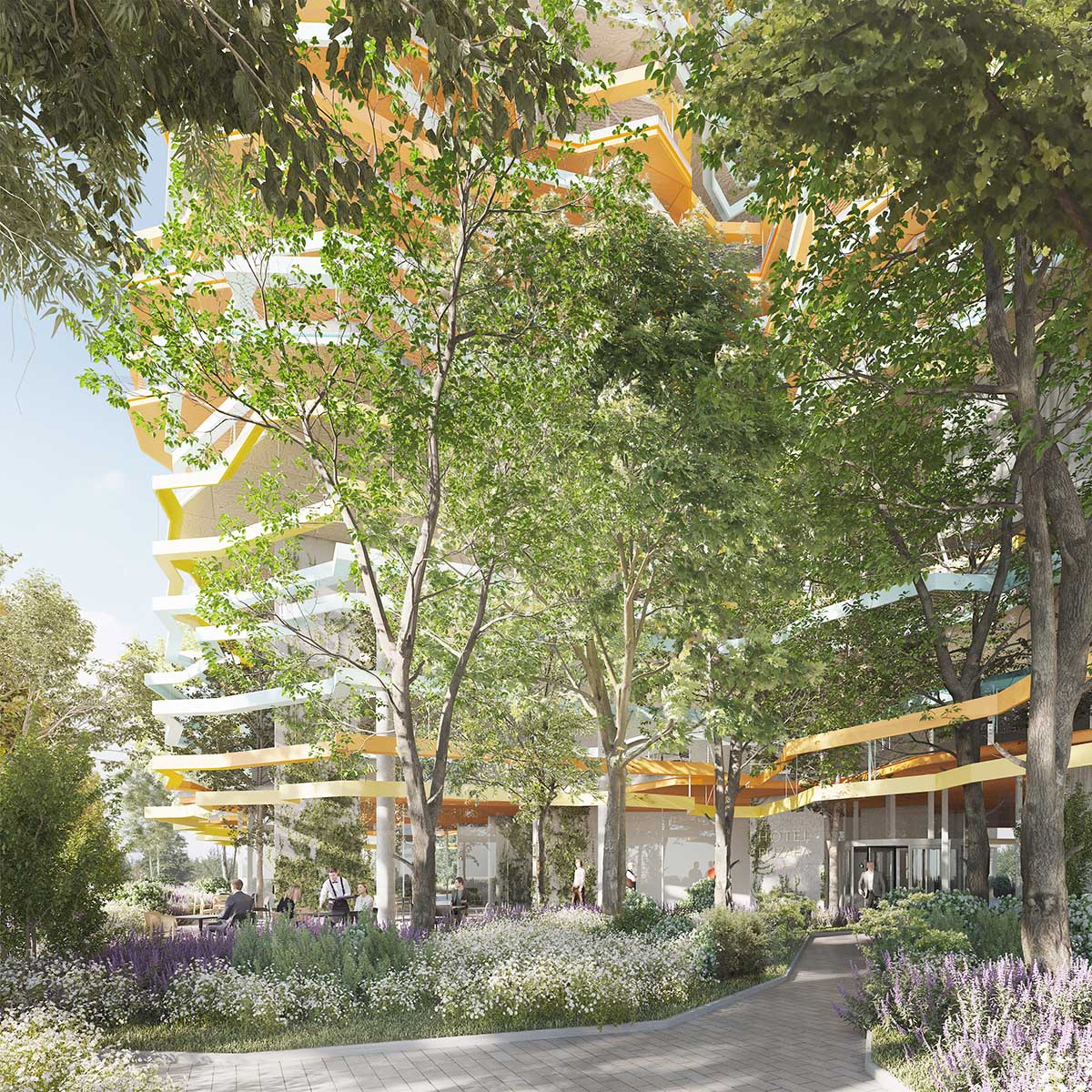 Selgascano and FRPO win competition for Rozafa Tower featuring a cracked colorful facade