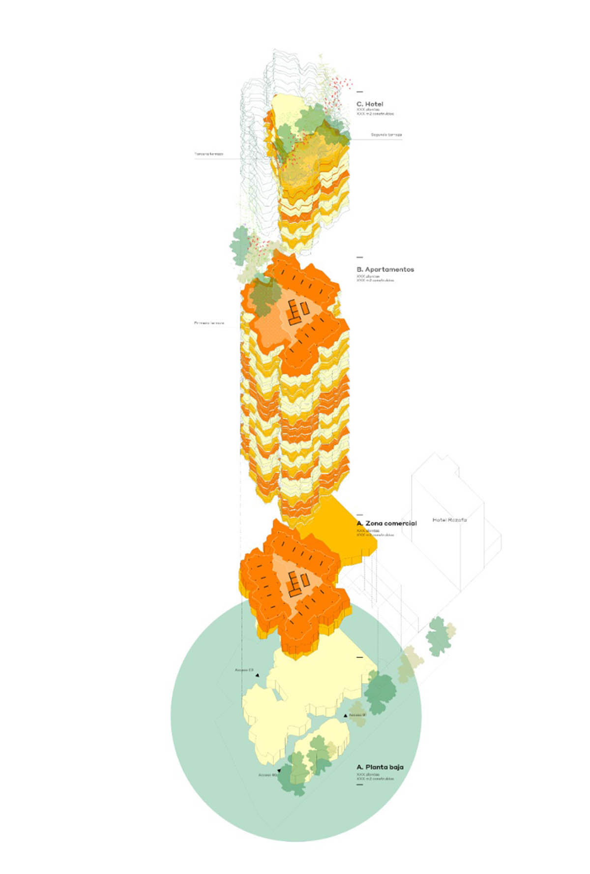Selgascano and FRPO win competition for Rozafa Tower featuring a cracked colorful facade