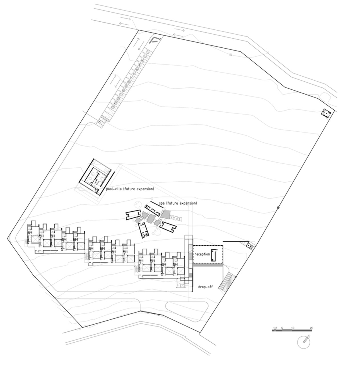 Patchara+ Ornnicha Architecture designs hotel with super elongated balconies on a serene hillside