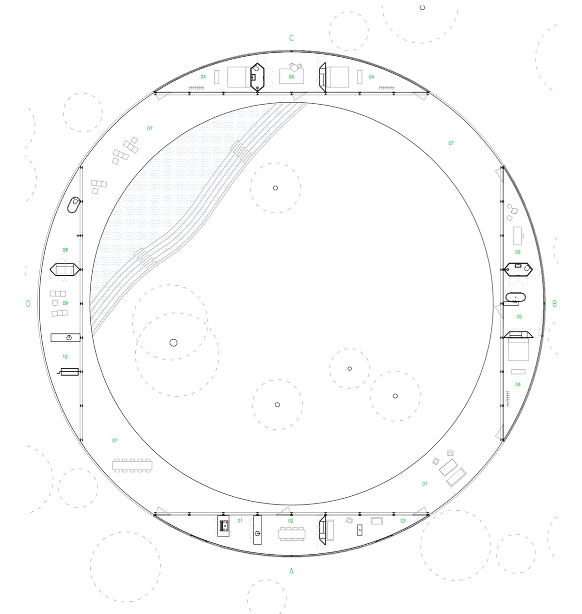 Office KGDVS’ Solo House presents a circular catwalk overlooking ...