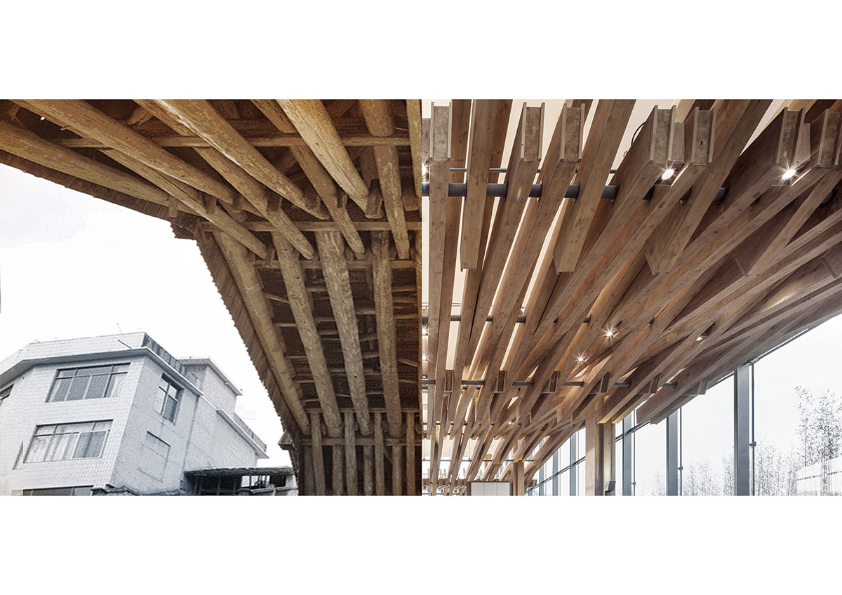 Continuation Studio overlaps short timbers to create long-span for community centre in China