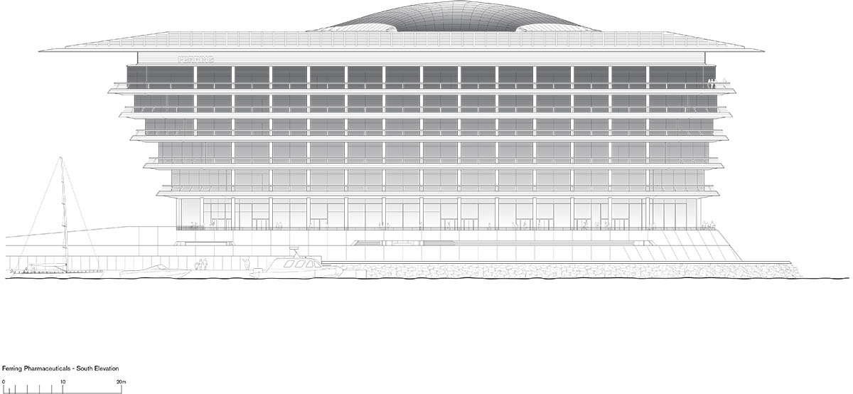 Foster + Partners completes Ferring Pharmaceuticals with cantilevered roof canopy in Copenhagen