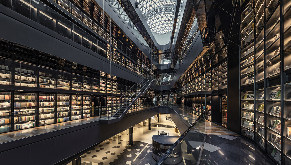 Gonverge Interior Design's mega artists book walls reinterpret shopping mall typology in Xi’an