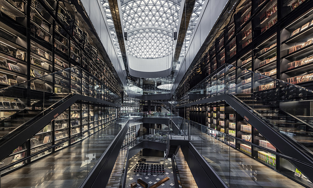 Gonverge Interior Design's mega artists book walls reinterpret shopping mall typology in Xi’an