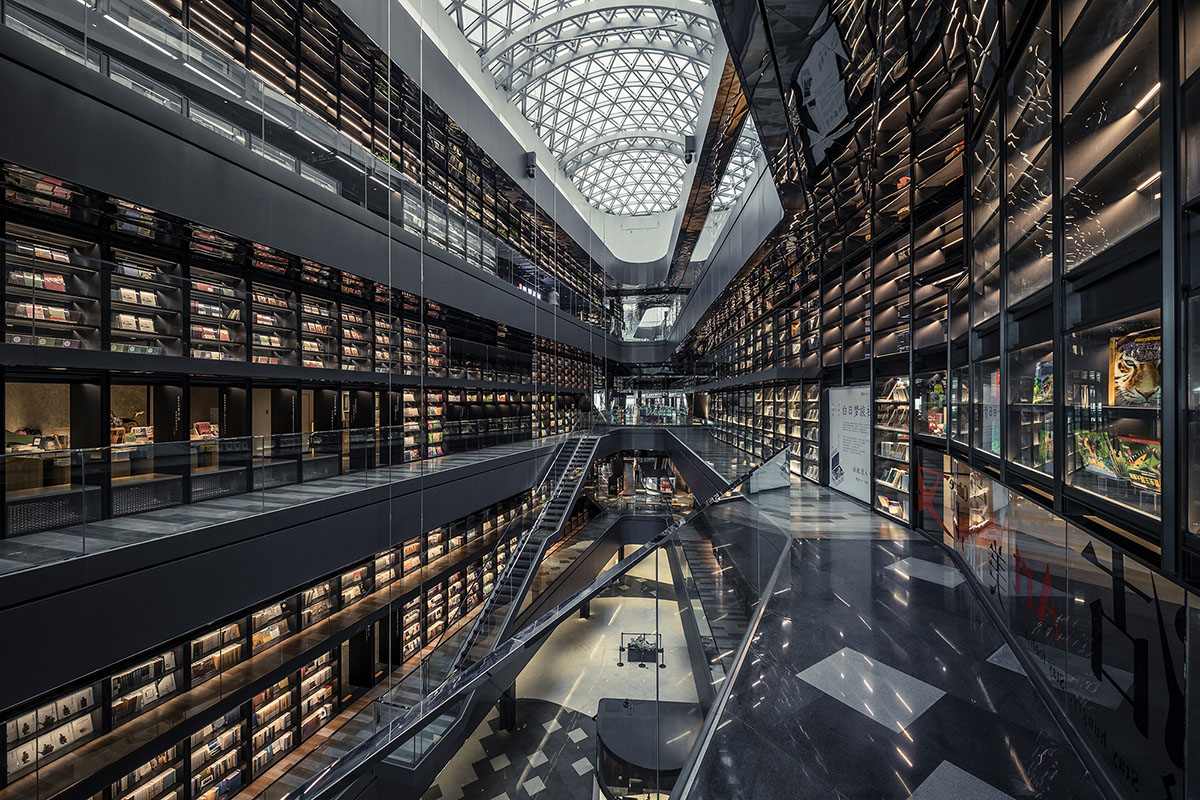 Gonverge Interior Design's mega artists book walls reinterpret shopping mall typology in Xi’an
