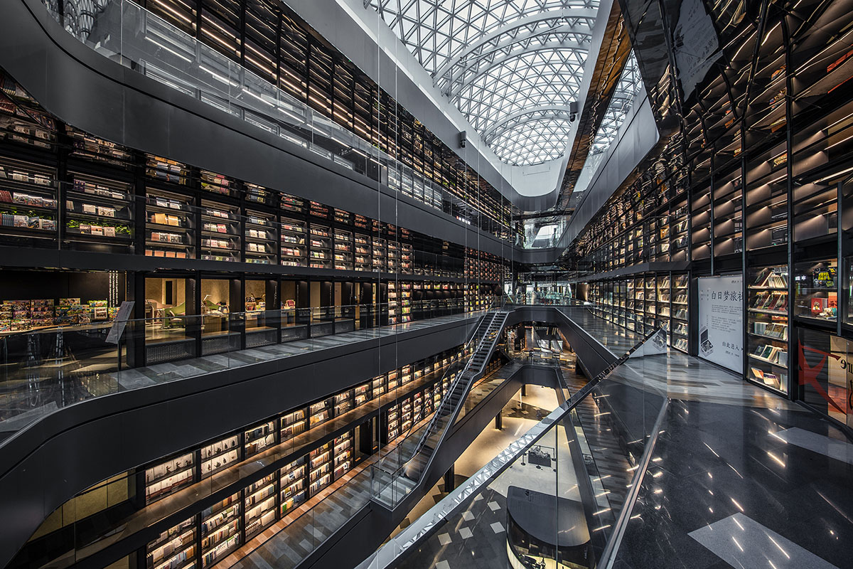 Gonverge Interior Design's mega artists book walls reinterpret shopping mall typology in Xi’an