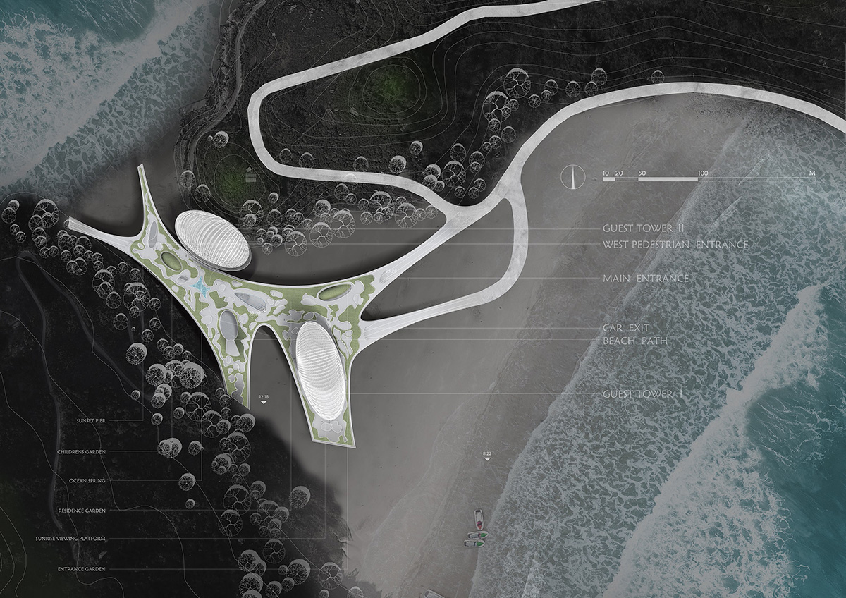 Hotel Nudibranch by SpActrum features undulating sandy-looking platform inspired by sea creatures