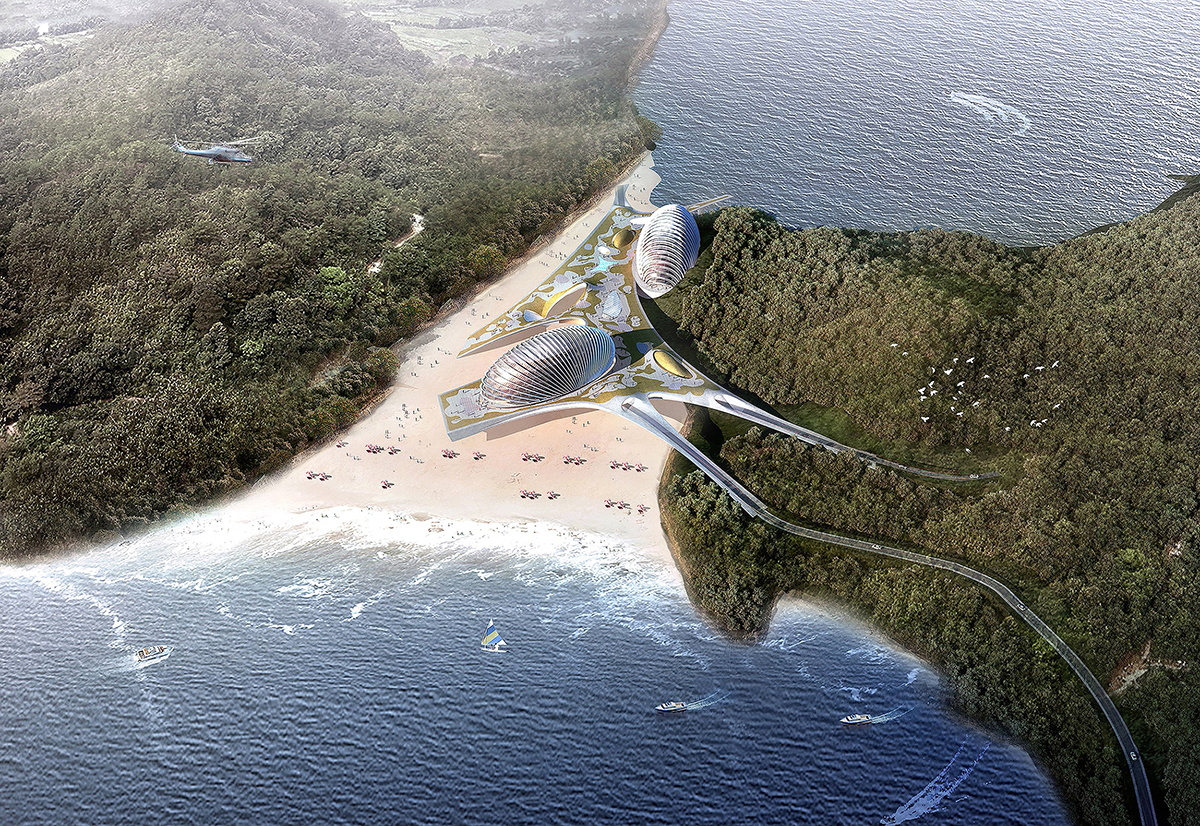 Hotel Nudibranch by SpActrum features undulating sandy-looking platform inspired by sea creatures
