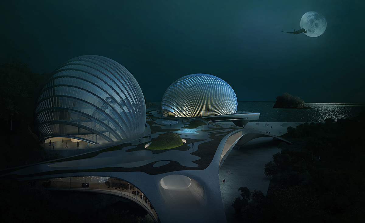 Hotel Nudibranch by SpActrum features undulating sandy-looking platform inspired by sea creatures