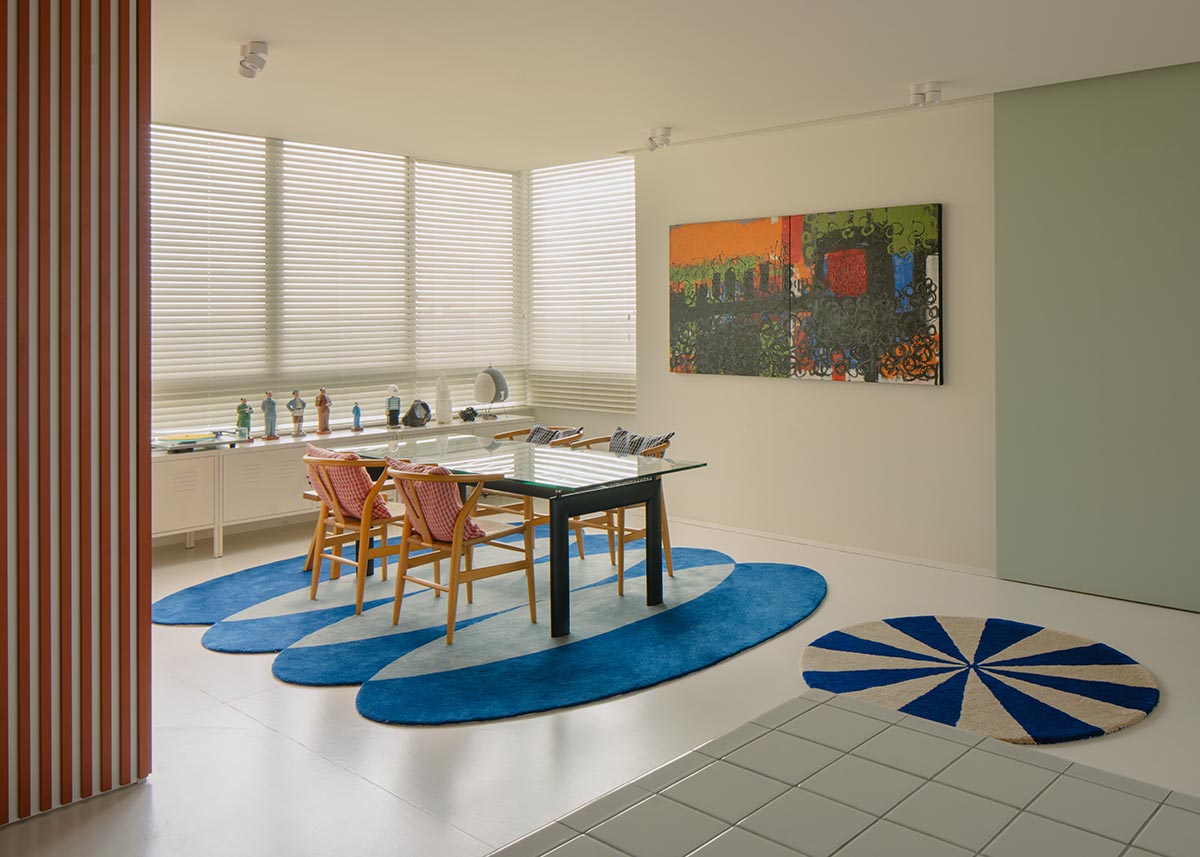 SPARK redesigns brutalist apartment with geometric and colorful objects in Singapore