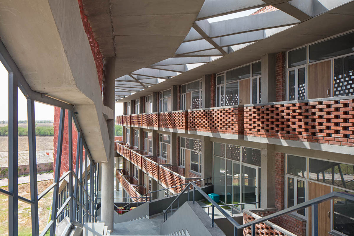 Zero Energy Design Lab built girls' hostel featuring free-standing façade in Gurugram, India