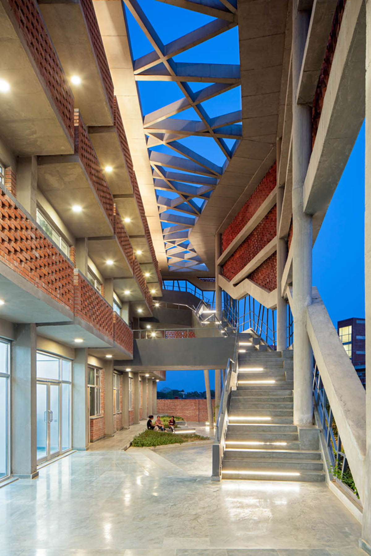 Zero Energy Design Lab built girls' hostel featuring free-standing façade in Gurugram, India