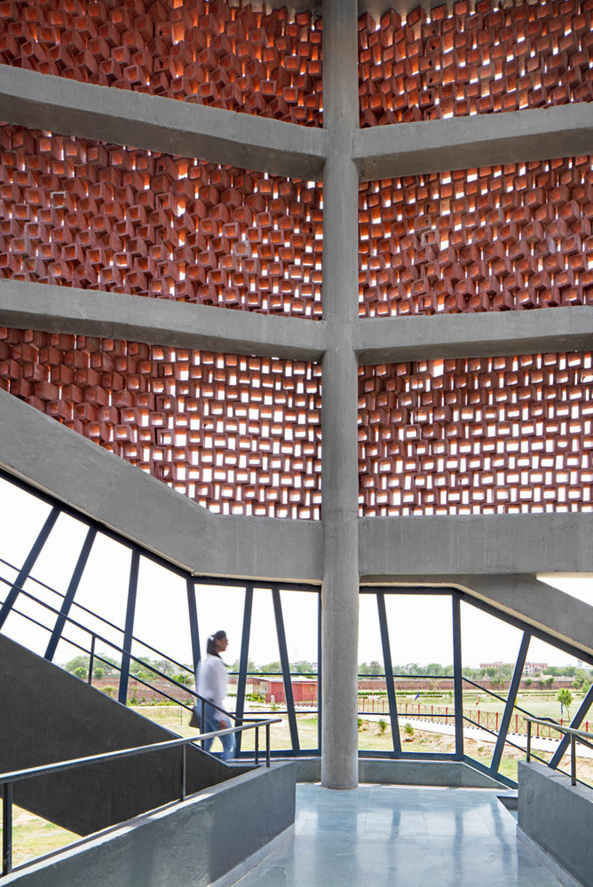 Zero Energy Design Lab built girls' hostel featuring free-standing façade in Gurugram, India