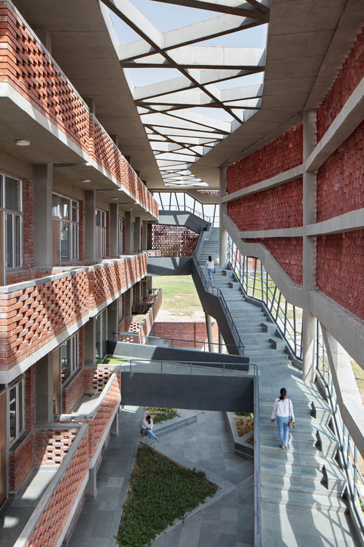 Zero Energy Design Lab built girls' hostel featuring free-standing façade in Gurugram, India