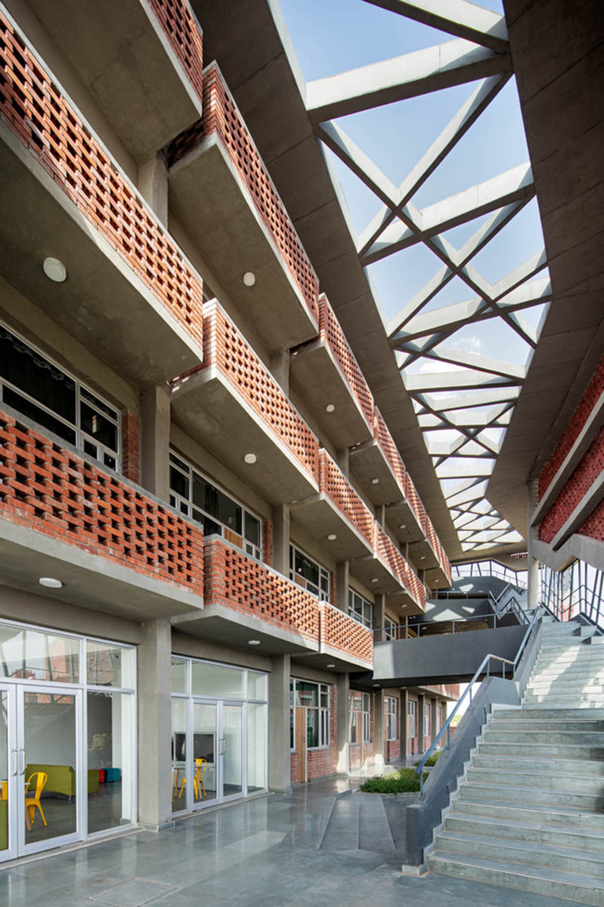 Zero Energy Design Lab built girls' hostel featuring free-standing façade in Gurugram, India