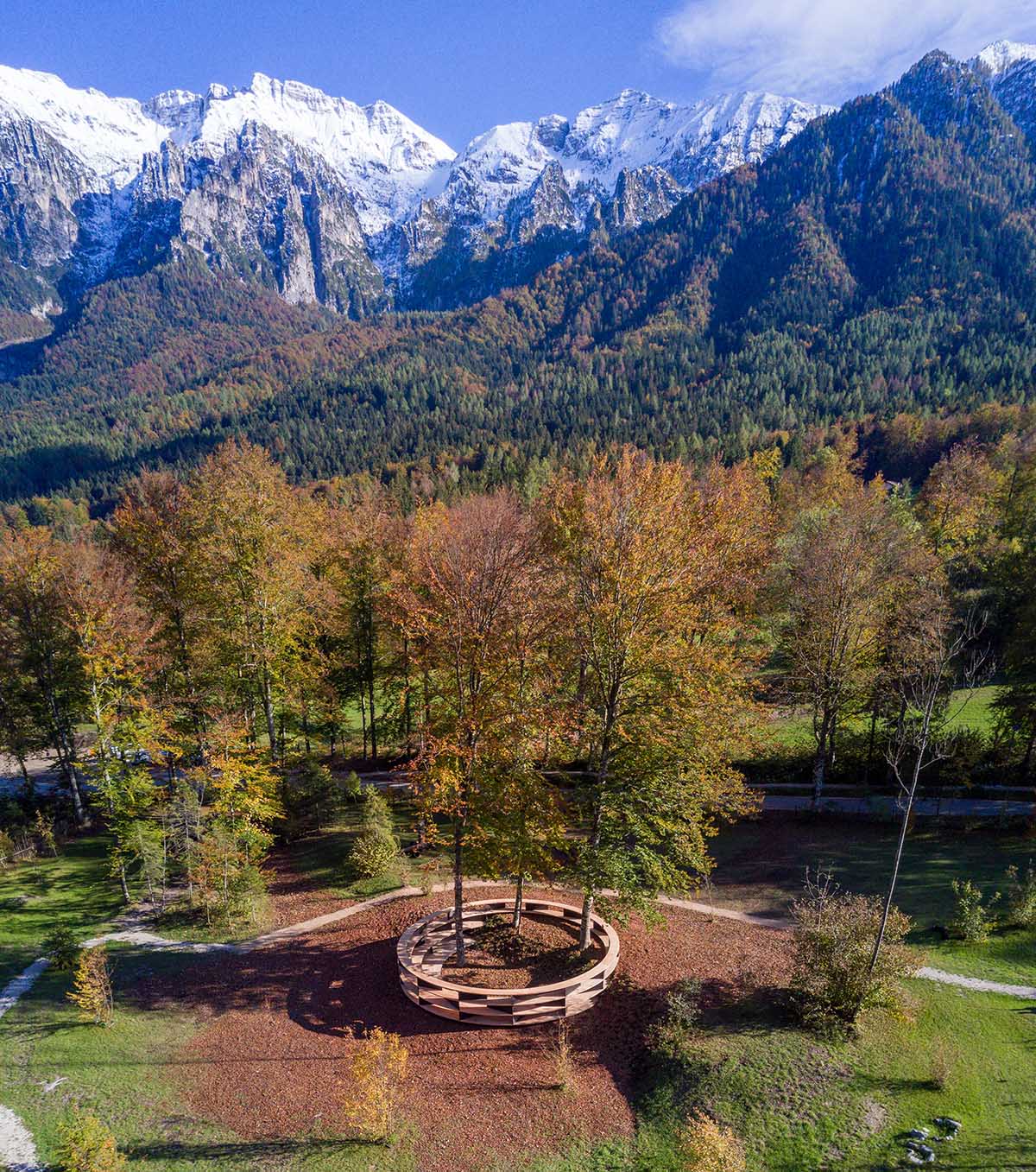 Stefano Boeri designs circular wooden tree-room in Borgo Valsugana, Italy
