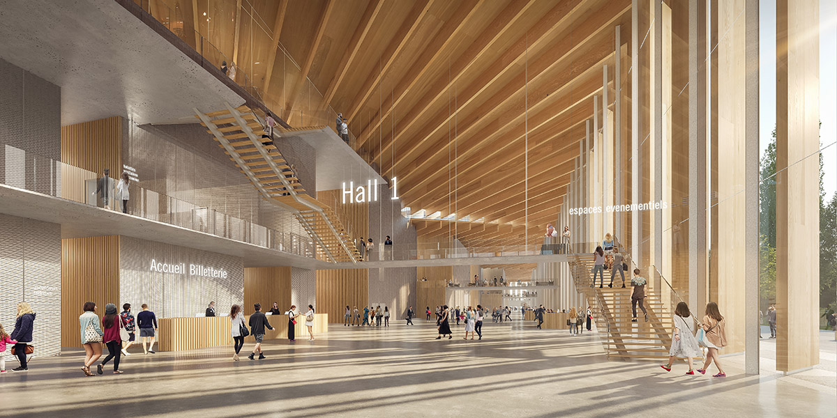Kengo Kuma and Associates designs Strasbourg Exhibition Park with wooden vertical elements in France
