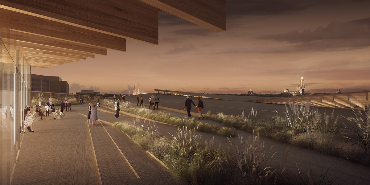 Kengo Kuma and Associates designs Strasbourg Exhibition Park with wooden vertical elements in France