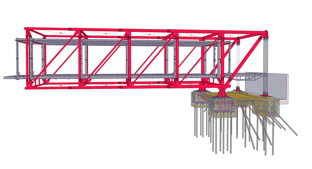 Richard Rogers' new gallery supported by orange steel beams cantilevers out 27 meters over hillside