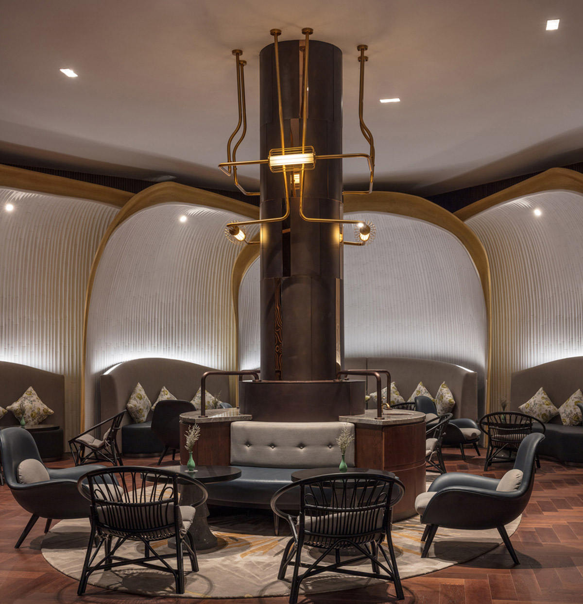 Bulbous-formed bamboo elements form this organic resort designed by JADE+QA & Stylus Studio