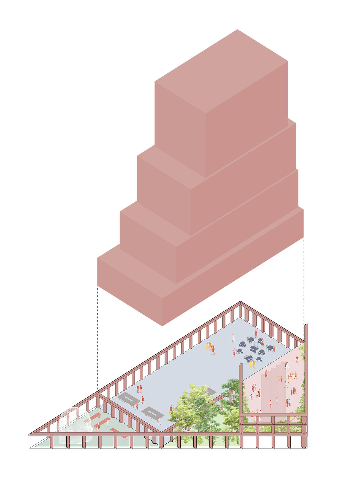 Studioninedots built soft red concrete residential tower in Almere