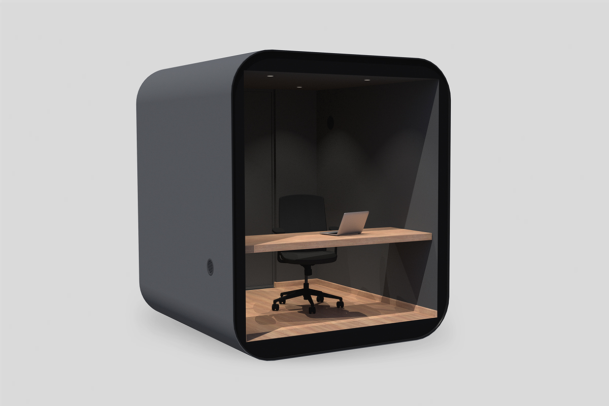 Livit created mini detached home office in black tint glass that can be installed in your backyard