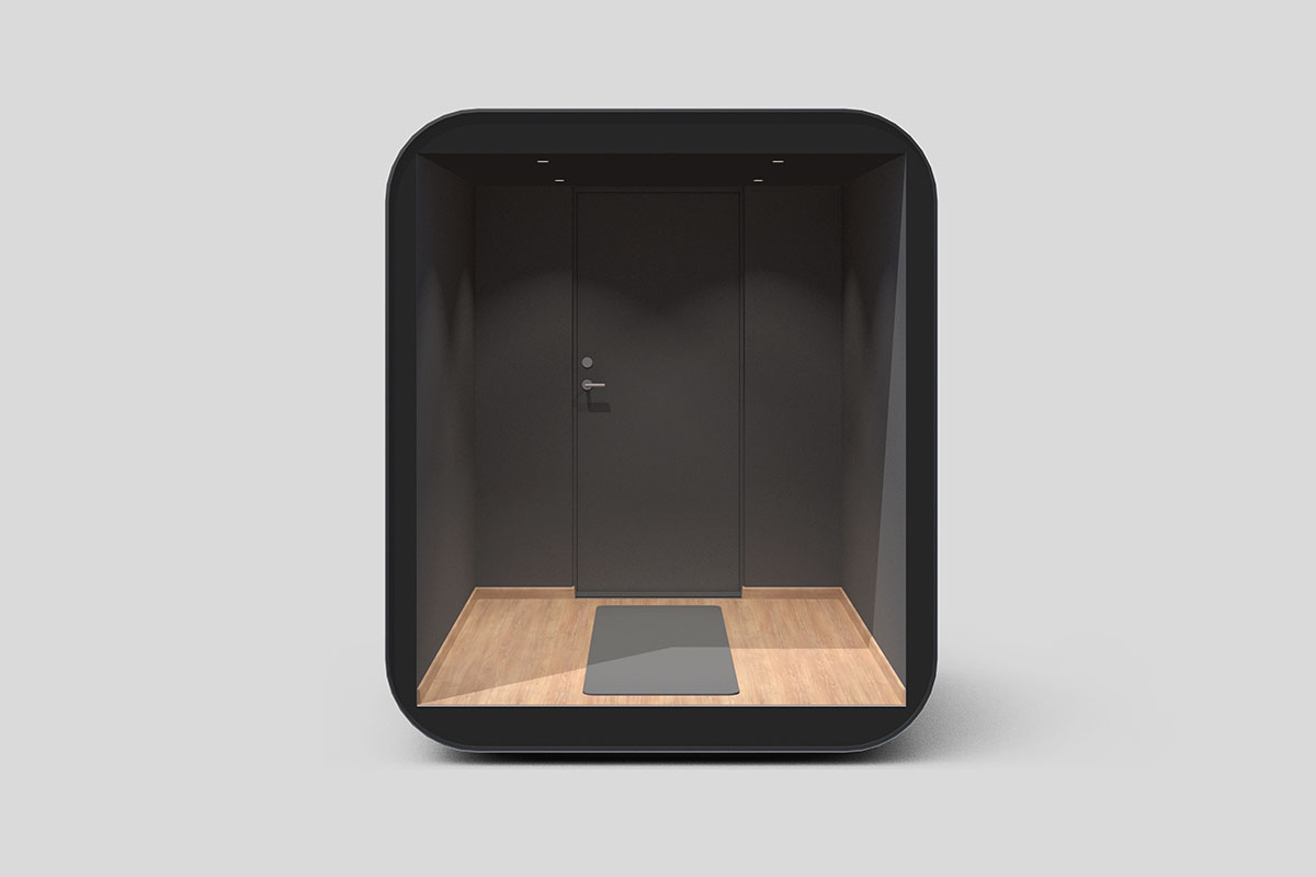 Livit created mini detached home office in black tint glass that can be installed in your backyard