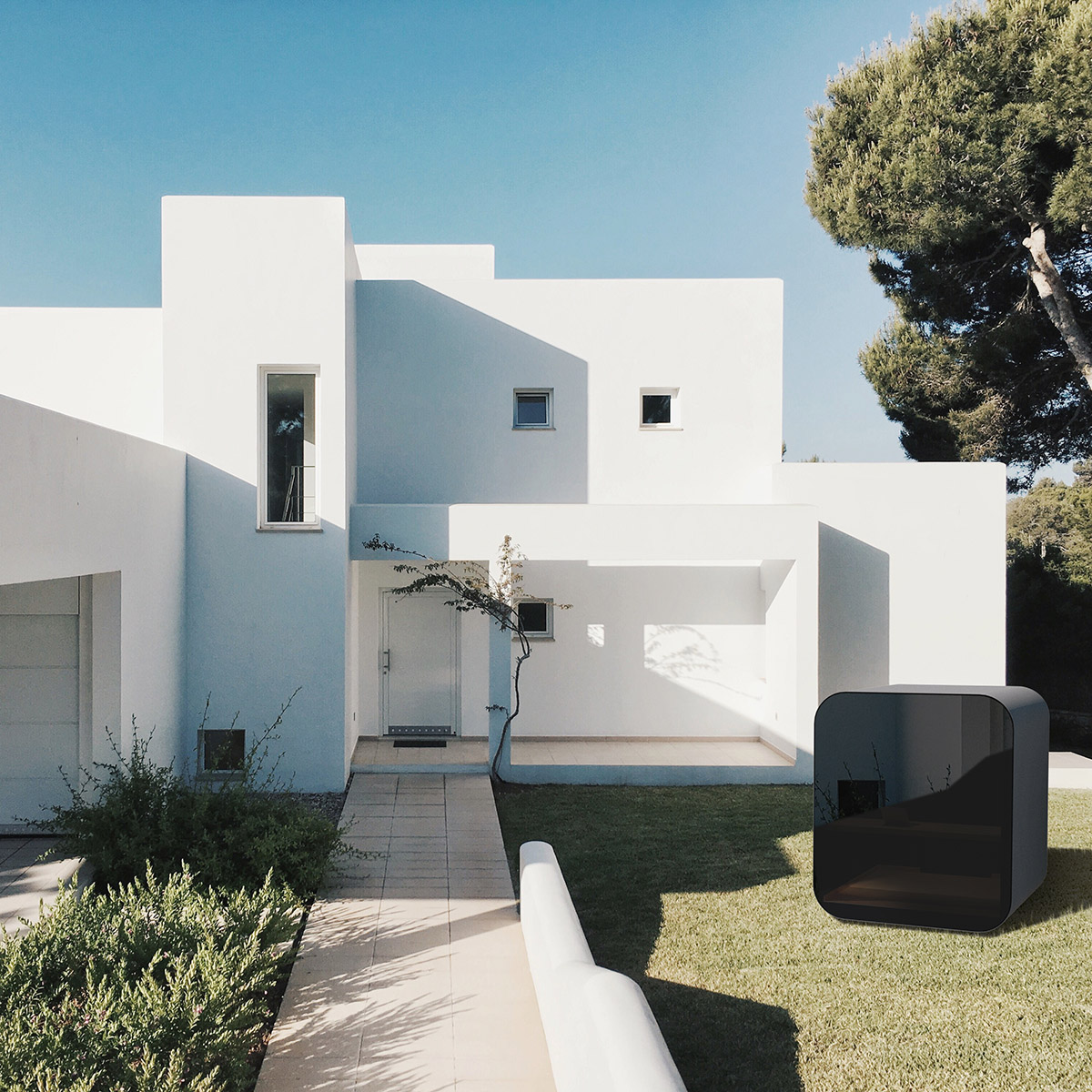 Livit created mini detached home office in black tint glass that can be installed in your backyard