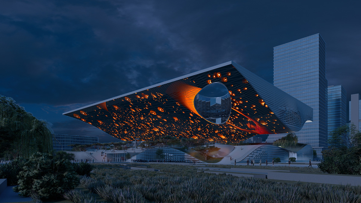 Coop Himmelb(l)au designs floating and sculpture-like Science and Technology Museum For Xingtai