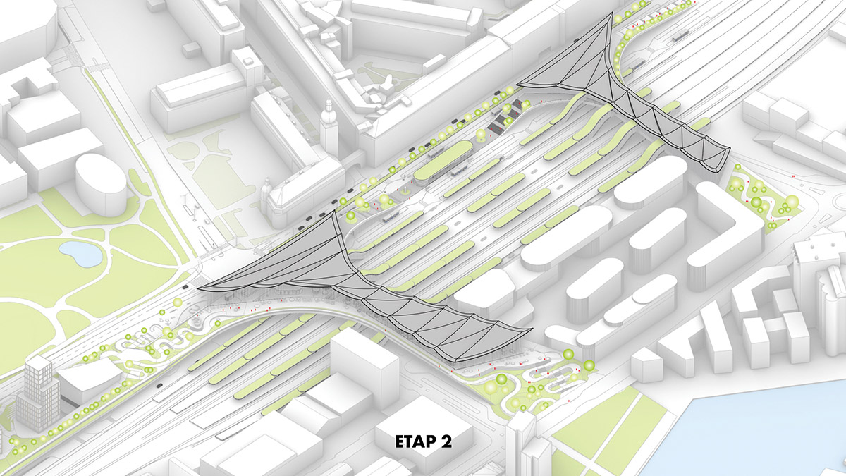 BIG designs travel center creating a dramatic roofscape in Sweden's Västerås city