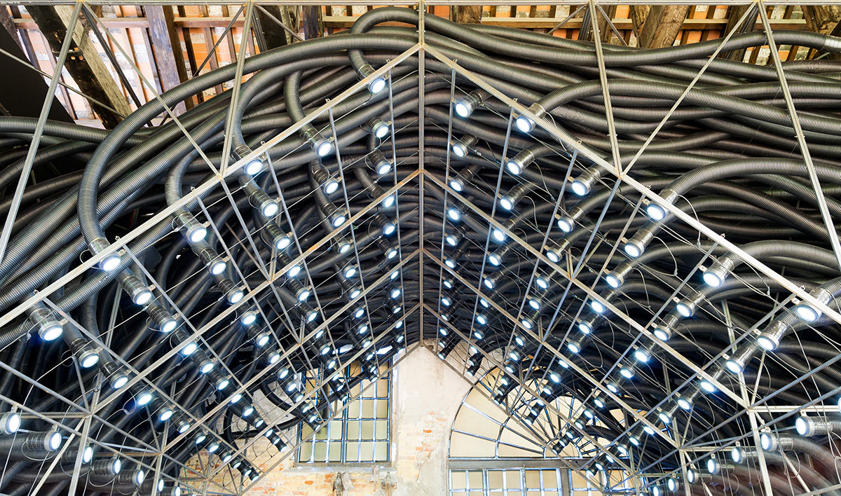 Latvia installs a web of pipes that explore contradictory nature of our relationship with technology