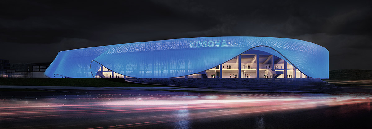Tabanlioglu Architects unveils new Kosovo National Stadium wrapped by flexible and folded skin