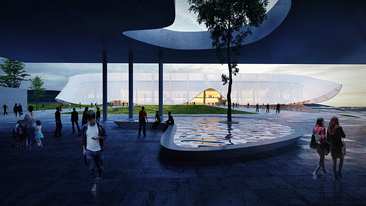 Tabanlioglu Architects unveils new Kosovo National Stadium wrapped by flexible and folded skin
