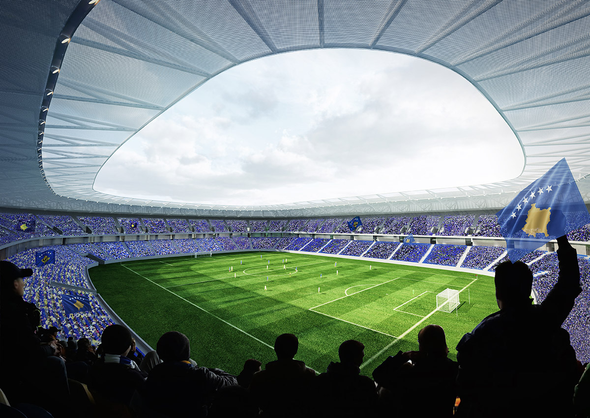 Tabanlioglu Architects unveils new Kosovo National Stadium wrapped by flexible and folded skin