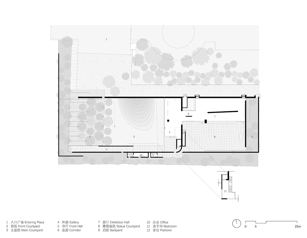 Atelier Deshaus built a memorial with enclosed walls to create a