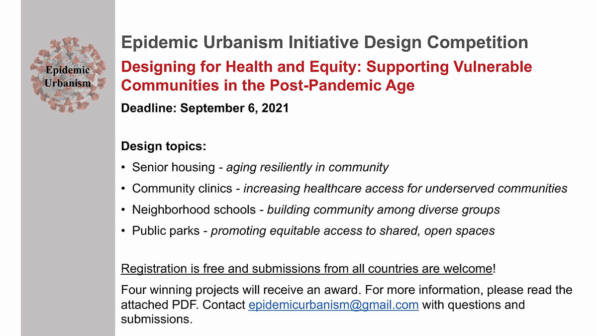 Call for Submissions: Epidemic Urbanism Initiative Design Competition