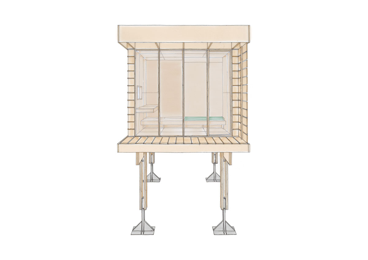 The Hermitage cabin is entirely built from wood as a space for contemplation on Trebbia Valley, Italy