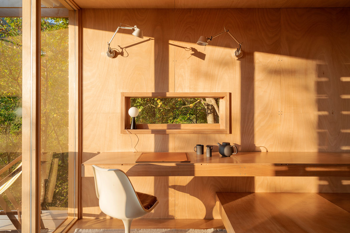 The Hermitage cabin is entirely built from wood as a space for contemplation on Trebbia Valley, Italy