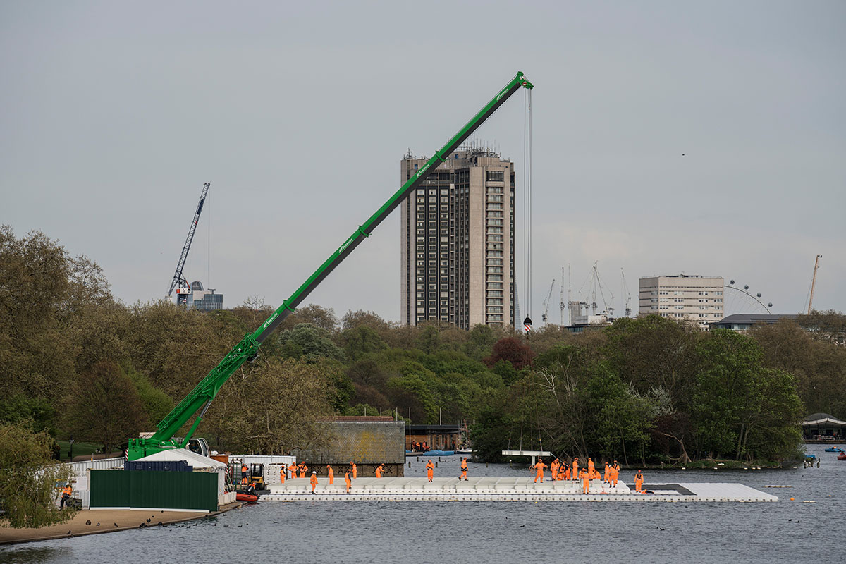 Renowned artist Christo completes his playful floating platform