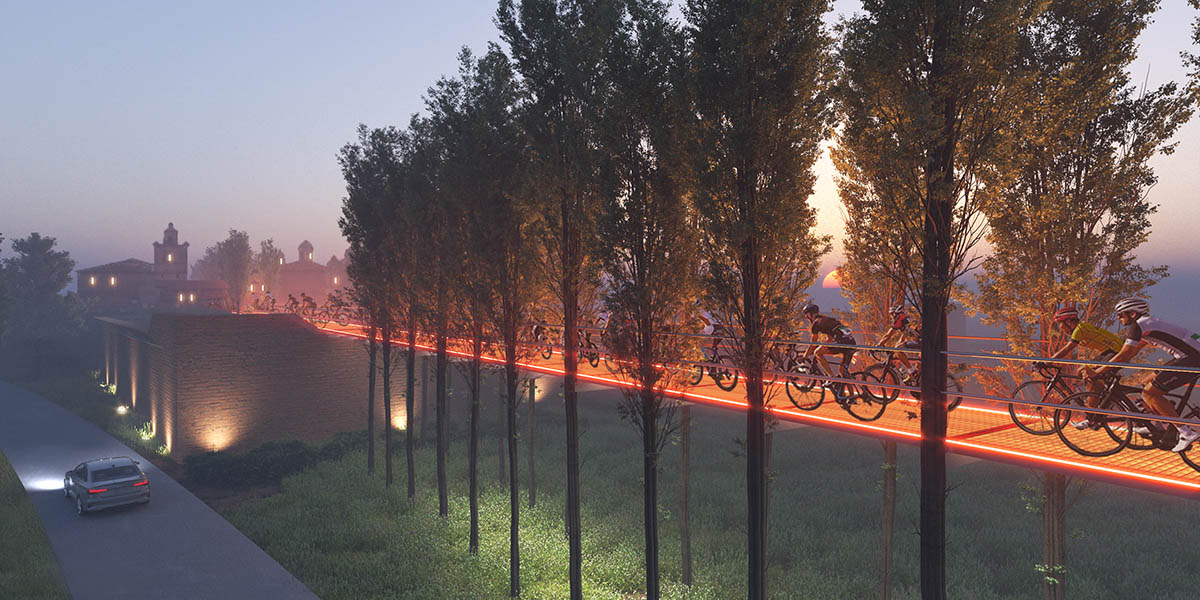 Carlo Ratti Associati designs elevated bicycle path among treetops in Italian countryside