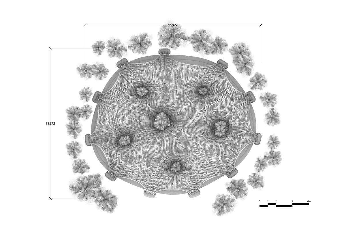 MEAN* designs pavilion by creating a wavy 3D printed polymer mesh on Wadi Rum desert